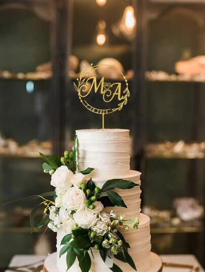 1 pieza Decoración de tarta de acrílico, Inserción de tarta personalizada, Decoración exquisita, Vintage personalizado, Adecuado para bodas, cumpleaños