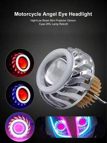 1 pezzo Faro a proiezione universale per motocicletta con luce a LED a doppio occhio da angelo e demone, lente faro per moto, luce ausiliaria per atmosfera