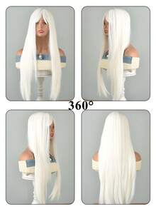 Long Straight Synthetic White Wig With Bangs For Women Wigs Party Cosplay Wear Wigs Heat Resistant Red Wigs For Fashionable Girl Daily School Party Use,Halloween Role Playing - Multicolor - View 9