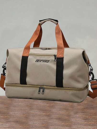 这款男士旅行包可用作轻便行李箱，方便商务旅行。它容量大，并设有鞋仓，方便收纳物品。这是一款运动风格的手提包。购物袋、大容量帆布包、手提包、徒步旅行配件包、健身包、行李包