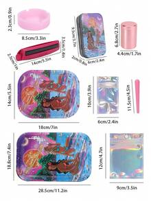 13pcs,Smoking Set, Including 2 Sizes Of Metal Rolling Trays, Pink Cigarette Holders, Pink Silicone Ashtrays, Boxes, Pink Metal Cans, Pink Tapered Tubes, 6-Piece Storage Bags, Art Design, Entry-Level Set, Fun Gifts, Holiday Gifts