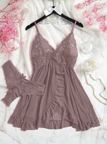 SOFUSEN Women's Sexy Lingerie Set, Mesh Fabric Sexy Camisole Nightgown, Suitable For Home, Hotel, Valentine's Day, Christmas And Other Occasions