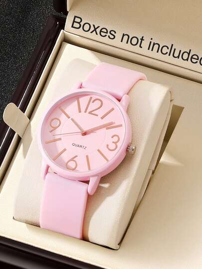 1pc Women's Fashion Minimalist Quartz Watch, Silicone Strap, Suitable For Daily Wear