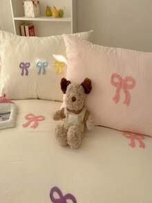 Joivida Cut Embroidery Colorful Bowknot Duvet Cover Set, White Bedding Set 3pcs,Including 1 Duvet Cover And 2 Pillowcases, Ultra Soft Breathable Chic Comforter Cover