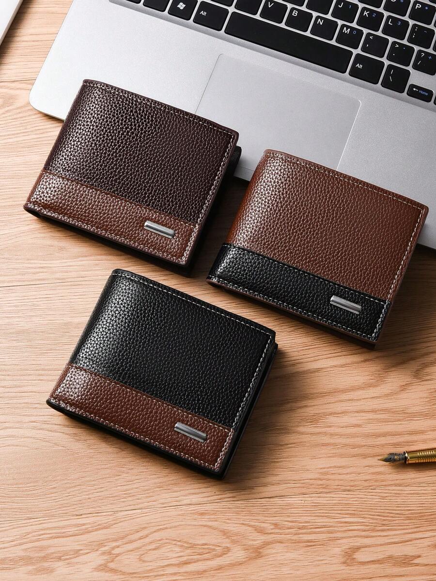 Fashion Men's Short Wallet, Multi-Card Slots PU Leather Bifold Card Holder, Premium Unisex ID Case Card Purse, Coin Pouch - Multicolor - View 1