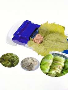 1 件装塑料蔬菜和肉类滚筒，厨房寿司卷制作工具，蔬菜卷切片机，厨房工具 - 藍白色 - 查看 2