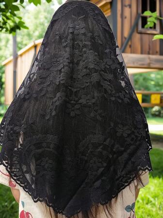 120cm*58cm/1pc Black Lace Trim, Decorative Trim For Clothing, Headpiece, Lampshade, Tablecloth, Dress Hemline