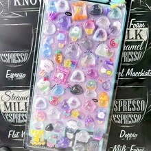 Stickers Cute 8-Piece Set 3D Reward Stickers Glitter Girl Decorative Stickers For Mobile Phone Decoration DIY Notepad With Sticky Handicraft Supplies Gifts