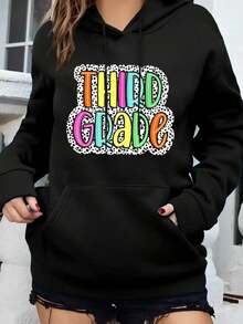 Third Grade Dalmatian Dots 3rd Dream Team Back To School Hooded Sweatshirt Unisex Classic Hoodie, Cozy Long Sleeve, Everyday Layering Clothes - 黑色 - 查看 1