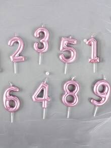 Velas de pastel de cumpleaños con números en rosa, decoraciones de cera metálica para pastel, adecuadas para cumpleaños, aniversarios, revelación de género, despedida de soltera, graduación - tema de princesa, sin plumas, velas de celebración multiusos, sin necesidad de electricidad - Rosa - Ver 4