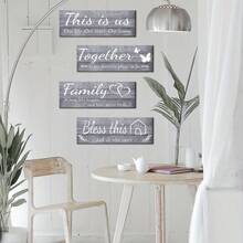 4 Pcs Of Home Wall Art, Easter Warm Verses, Inspiring Ideas And Front Door Decoration, Bathroom Decoration, Home Bathroom Living Room Wooden Sign 14.2*6.7 Inches /36*17 Cm Decoration Party Gifts, Birthday Graduation - 灰色 - 查看 7