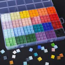 720PCS/Box Vibrant Glass Mosaic Tiles - Premium Square Craft Decorative Pieces For Creative Art, Painting, Handmade Jewelry, And DIY Projects - Multicolor - View 5