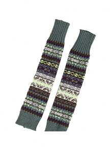 1 双波西米亚风格加厚露指臂套，秋冬