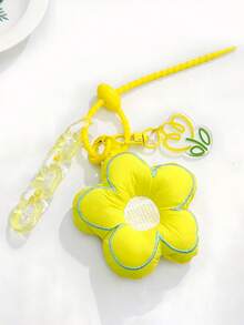 1件精致刺绣布艺花卉钥匙扣吊坠，可爱双色花朵钥匙圈挂饰，非常适合女孩、朋友和女性，可作为汽车配饰、包包挂饰、学院风、哥特风、Y2K风、万圣节配饰、教师节、圣诞节礼物创意、包包配饰、带证件夹的挂绳、汽车配饰、包包挂饰、汽车配饰、姐妹装。