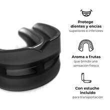 Protector Bucal Doble Termomoldeable con Aroma a Frutos Rojos – Hipoalergénico, con Estuche de Transporte – Ideal para Boxeo, Artes Marciales, MMA, Kickboxing, Fútbol y Deportes de Contacto - Negro - Ver 7