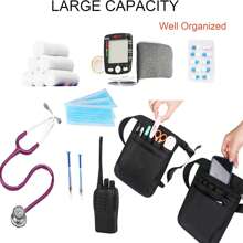 1pc Black Nurse Tool Waist Bag Portable First Aid Medical Supplies Storage Bag, European And American Style