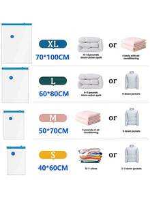 6/3/1pcs Minimalist Vacuum Compression Bags, Clear Airtight Storage Bags For Clothes, Bedding, Pants, Socks, Sweaters, Suitable For Home Closet, Wardrobe, Travel Luggage, Back To School, Halloween Costume Storage, Christmas Outfit Organization, Holiday Gifts