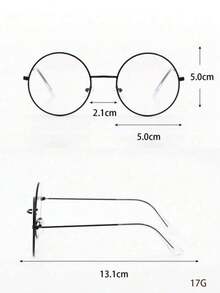 1 pieza Gafas decorativas redondas de metal vintage con lentes transparentes, adecuadas para niños y niñas, previenen la fatiga visual, para uso en computadora, TV, juegos y teléfonos inteligentes, gafas de moda