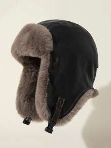 1 件装情侣款厚实保暖内衬仿皮护耳帽带链条，保暖防风，适合户外骑行滑雪、冬季配饰和节日礼物冬季服装 - 款1 - 查看 20