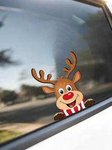 Merry Christmas Vehicle Stickers Waterproof Santa Claus And Reindeer Window Decorations Self-Adhesive PVC Christmas Decoration, Suitable For Glass Metal Ceramic Surface Anime Theme, Disposable Sticker Set - Multicolor - View 5