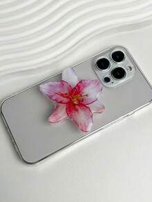 1pc INS Pink Flower Orchid Lily Acrylic Resin Phone Holder, Foldable Portable Air Cushion Phone Stand Compatible With IPhone, Android Phone, Gift For Birthday, Family, Friends Push-Pull Phone Grip Phone Accessories - Multicolor - View 11