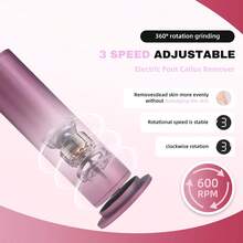 电动磨脚器、电动足部老茧去除器、电动修脚机、可调速、附带 20 张替换砂纸、足部美容工具，适用于男性和女性，可去除老茧、硬化皮肤和脚跟龟裂 - 玫紅色 - 查看 3