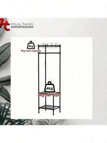 Perchero Multifuncional Para Ropa Y Sombreros De Esquina Para El Suelo, Zapatero, Estante De Almacenamiento, Material: Tubo Galvanizado + Plástico Pp + Tela No Tejida - Multicolor - Ver 9