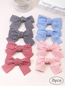 8 件/4 件格子蝴蝶结装饰鳄鱼发夹，可爱的 Y2K 情人节爪夹，清新甜美女孩发夹，适合日常、节日礼物和返校配饰，发夹，发夹，鳄鱼发夹 - 混合色 - 查看 5
