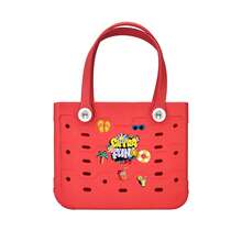 1pc Large Women's Beach Bag, Large Capacity Geometric Pattern Open Design Beach Bag, Waterproof And Sandproof Multifunctional EVA Handbag, EVA Tote Bag, Rubber Vegetable Basket Bag, Suitable For Beach, Swimming Pool, Vacation, Travel, Camping - Fashionable And Casual Shopping Bag - 彩色 - 查看 26