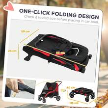 PawHut Foldable Pet Stroller For Large Dogs, Red/Black - Black - View 5