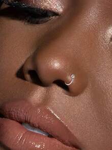 1pc S925 Sterling Silver Minimalist Geometric Hoop Earrings, Available In 6mm, 8mm, 10mm And 12mm Sizes. This Earring Is Fresh, Fashionable, Versatile And Practical, Making It A Perfect Gift For Mom, Girlfriend Or Sister. - Single Nose Ring - View 3