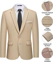 Men's 2 Piece Suits Two Button Pants Set Party,Wedding And BusinessChristmas CNPN - 香檳色 - 查看 10