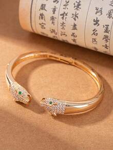 1pc Gold Leopard Head Bracelet Hip-Hop Style Personality Fashion Jewelry Animal Bracelet Exquisite Suitable For Women's Daily Wear Party Jewelry Multifunctional Gift Ideal Gift For Friends - Nhiều màu - Xem 3