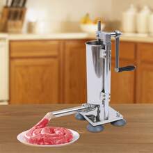 Quiltern 6LBS Commercial Stainless Steel Vertical Manual Sausage Stuffer Maker Machine With 6 Sizes Tubes, Hand Pusher & Suction Cup Base For Home Use, Salami, Bratwurst Making - Silver - View 4