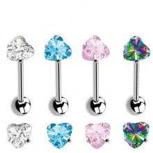 1/4pcs Fashionable Cubic Zirconia Decorated Round & Heart Shaped Tongue Rings, Suitable For Daily Wear By Men & Women