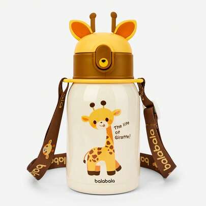 Balabala Cốc hình tai thú bằng thép không gỉ 316 có ống hút dành cho trẻ em