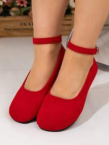 Women's Casual Flat Round Toe Soft Bottom Ankle Strap Slip-On Shoes, Suitable For Walking, Outdoor, Leisure, Comfortable, Lightweight, Versatile Solid Color Fashion Vacation Commute Basic Casual Retro Lace-Up Flats For Beach, Party, Office, Home, Indoor/Outdoor, Spring/Summer/Autumn/Winter