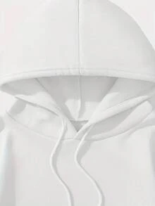 Long Sleeve Tops Women Cartoon Letter Slogan Pattern Printed Hoodie, Girl's Personalized Embossed Hoodie, Casual Large Pullover, Fashionable Four Seasons Hoodie, Soft Slightly Stretch Polyester Pullover Long Sleeve Design - Perfect Autumn Winter Women's Plus Size Clothing Loose And Comfortable Tops Shirts - 白色 - 查看 3