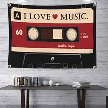 1pc Retro Cassette Tape Tapestry  MusicThemed Wall Art For Bedroom Or Dorm Y2K Aesthetic Polyester Fabric Indoor Decor With "I Love Music" Design Music Room Decor - Nhiều màu - Xem 3