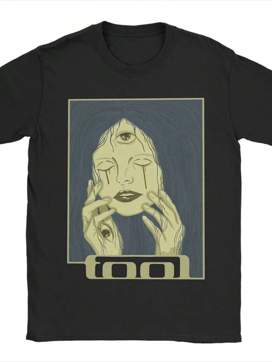 T-Shirts TooL Band The Surprise Vintage Pure Cotton Tees Short Sleeve T Shirts Round Neck Clothing Birthday Present Camisetas - 黑色27 - 查看 1