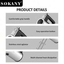SOKANY 02017 800W High-Power 3-In-1 Food Processor, Includes Hand Mixer And Blender. 5-Speed Adjustment, Quickly Whips Cream And Egg Whites, Kneads Dough. 304 Stainless Steel Mixing Rod Easy To Clean, Essential Kitchen Tool. - EU C Type Plug(220-240V) - View 7