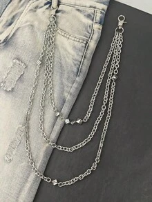 DIY Stainless Steel Dice Pants Chain Three Layers Of Silver Metal Neo Gothic Fashionable Luxury Accessories For Men And Women Halloween Carnival Gifts