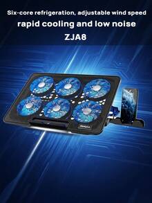 Lenovo ZJA8 Laptop Stand Laptop Cooler Highly Powerful Cooling Full Coverage Stable And Stable Adjustable Wind Speed Cool Design Strong Compatibility Low Noise Design Six Adjustable Speeds Suitable For Office And Gaming Black - Black - View 2