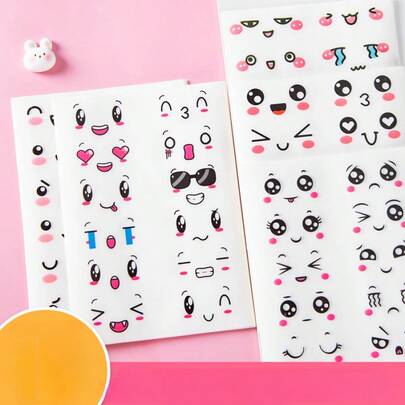 10 piezas de pegatinas lindas, pegatinas de huevos de dibujos animados, pegatinas de caras divertidas para estudiantes, botellas de agua, scrapbooking, colores vibrantes, patrones claros (1 paquete de 10)