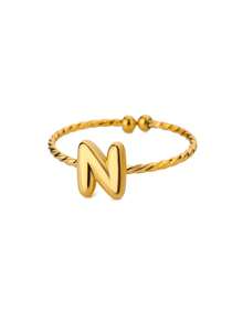 1 Buah Cincin Huruf Awal Tebal Lucu untuk Wanita, Warna Emas, Baja Tahan Karat, Huruf A-Z, Cincin yang Dapat Diatur, Perhiasan Pernikahan Estetis, Hadiah - Yellow Gold - View 25