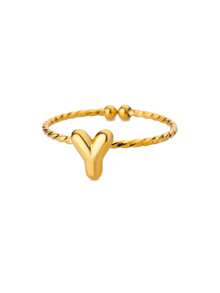 1 Buah Cincin Huruf Awal Tebal Lucu untuk Wanita, Warna Emas, Baja Tahan Karat, Huruf A-Z, Cincin yang Dapat Diatur, Perhiasan Pernikahan Estetis, Hadiah - Yellow Gold - View 18