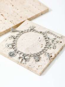 1 pieza Pulsera con dije personalizado de avión, letra, mariposa, gato, tortuga para mujeres