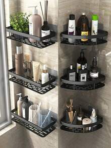 2pcs No-Drill Bathroom Storage Rack, Wall-Mounted Organizer For Bathroom, Vanity, Toilet