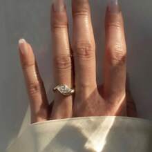 KAHOOT A 925 Silver 14K Gold-Plated Marquise Moissanite Simple Retro Style Couple's Ring For Men And Women, Suitable For Wedding Banquets, Parties, Daily Wear, Vacations, Travel, Valentine's Day, Mother's Day, Christmas, Halloween, Thanksgiving, Carnival, Birthdays, Anniversaries And Gifts.