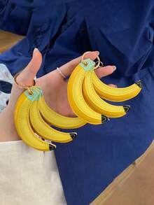 趣味香蕉钥匙扣，可爱女士香蕉钥匙扣，时尚水果香蕉钥匙扣，创意逼真PU香蕉水果钥匙圈，韩版包包挂件，男女皆宜 - 趣味水果吊坠，配金色环扣 | 香蕉造型设计，俏皮包包挂饰，适用于钥匙、钱包、背包 - 光滑表面，日常携带配件，精美礼品 - 彩色 - 查看 6